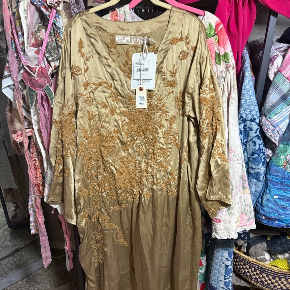 Magnolia Pearl Tan Embroidered Top